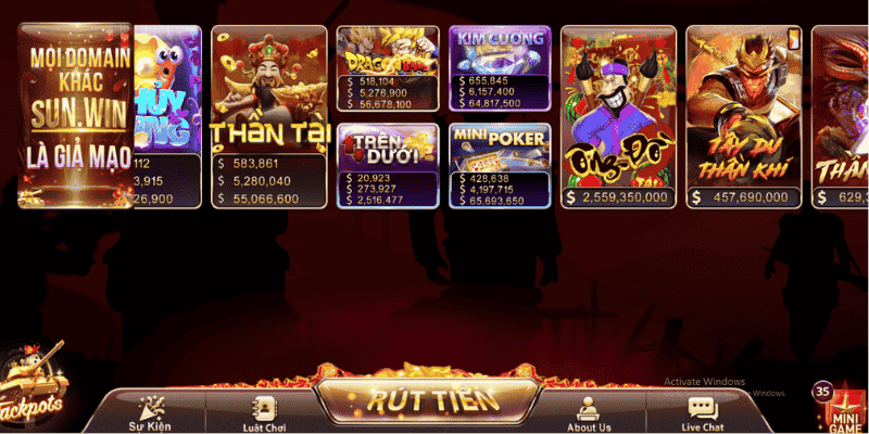 Sun win sở hữu giao diện tối ưu